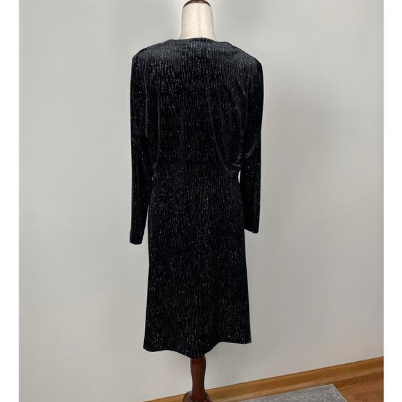 90s VTG Ronni Nicole 2-Pc Velvet Evening Dress w/ Jacket Black Glitter Sparkly - Picture 6 of 16